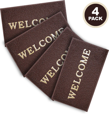 Royal Lush PVC (Polyvinyl Chloride) Door Mat(Brown, Pack of 4, Medium)