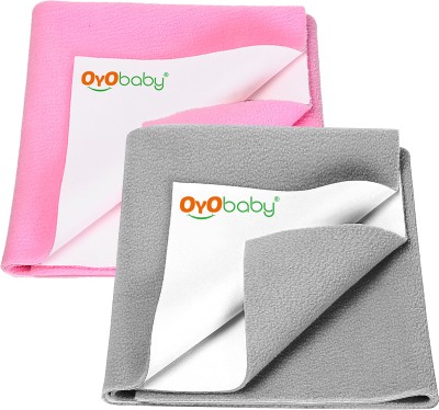 Oyo Baby Fleece Baby Bed Protecting Mat(Grey, Pink, Medium, Pack of 2)