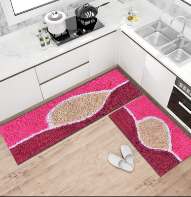 RADHE KRISHNA HANDLOOM Cotton Floor Mat(Pink, Large)