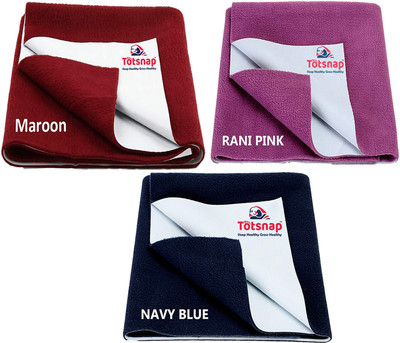 Totsnap Fleece, Rubber Baby Bed Protecting Mat(Maroon , Dark Blue, Rani Pink, Pack of 3, Small)