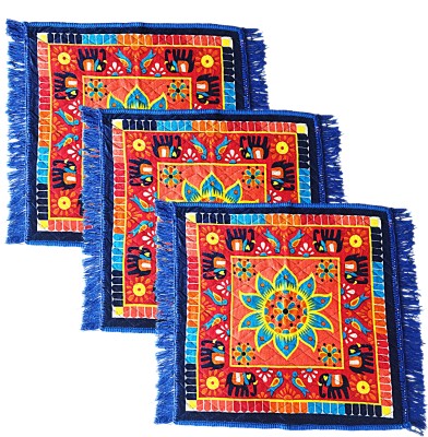 VSTUCART Velvet Prayer Mat(Blue & Orange, Free, Pack of 3)