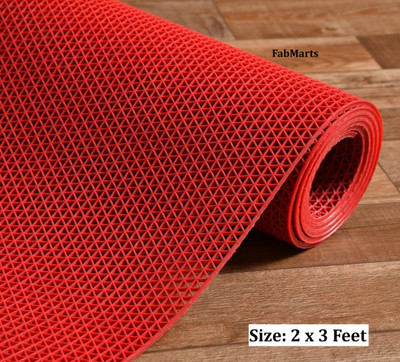FABMARTS PVC (Polyvinyl Chloride) Floor Mat(Red, Large)