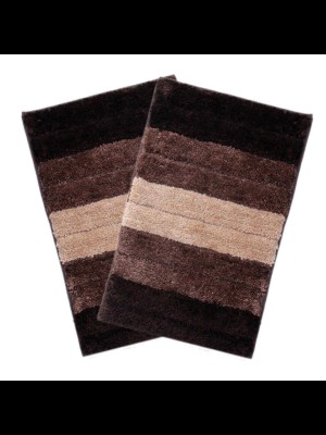 ajhandloom Microfiber Floor Mat(Brown, Medium, Pack of 2)