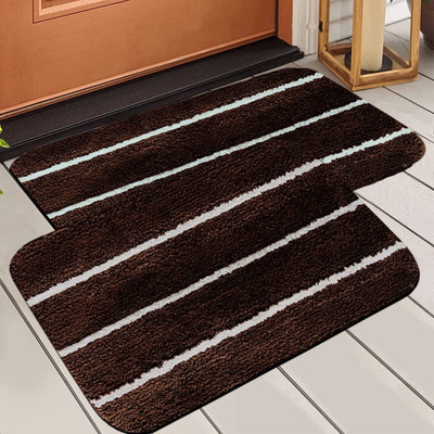 ADGARG Microfiber, Rubber Floor Mat(Brown, Medium, Pack of 2)