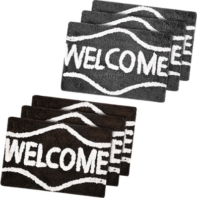 KUBER INDUSTRIES Microfiber Door Mat(Brown, Grey, Medium, Pack of 6)