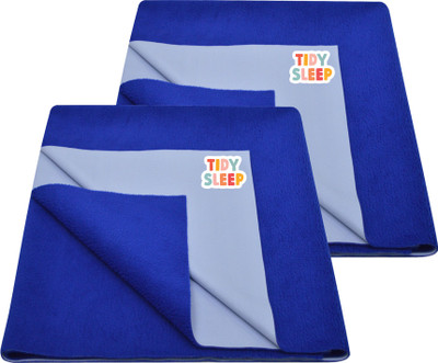 TIDY SLEEP Cotton, Fleece Baby Bed Protecting Mat(Blue, Small, Pack of 2)