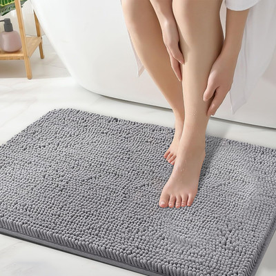 GRISHVA Microfiber Door Mat(Grey, Medium, Pack of 2)