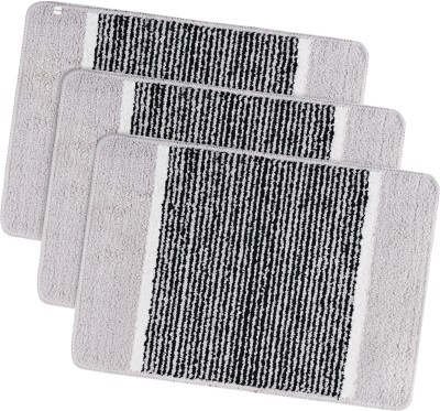 HOMESTIC Microfiber Door Mat(Grey, Medium, Pack of 3)