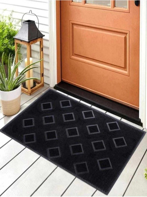 FABMARTS Rubber Door Mat(Black, Medium)