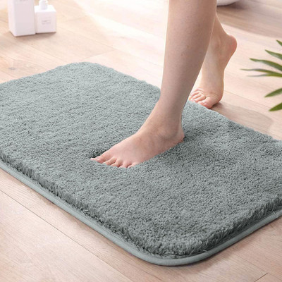ALPHA HOME Microfiber Floor Mat(Silver, Medium, Pack of 2)