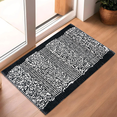 KUBER INDUSTRIES Microfiber Door Mat(Grey & White, Large)