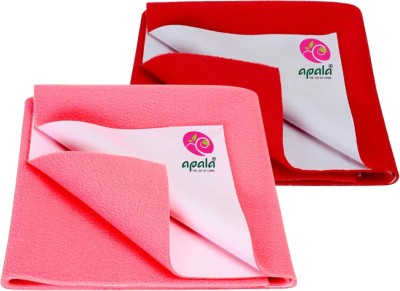 Apala Cotton Baby Bed Protecting Mat(Red, Rose, Small, Pack of 2)