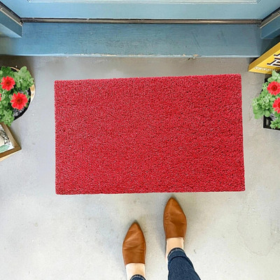 VSTUCART PVC (Polyvinyl Chloride) Door Mat(Red, Medium)