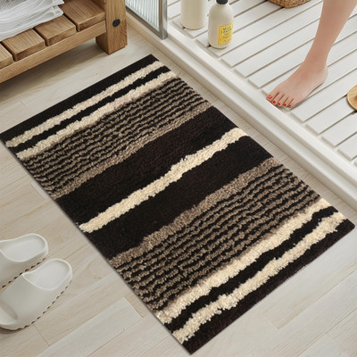 KUBER INDUSTRIES Microfiber Door Mat(Brown, White, Free)