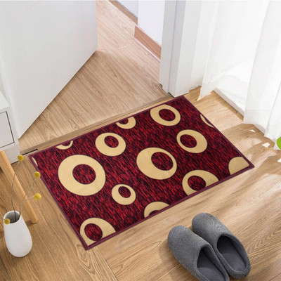 KUBER INDUSTRIES Polyester Door Mat(Maroon, Medium)