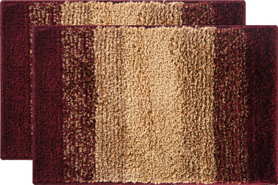 KUBER INDUSTRIES Microfiber Floor Mat(Maroon, Cream, Pack of 2, Medium)