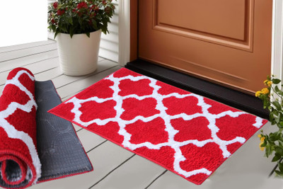 MINGET Microfiber Door Mat(Red, Large)