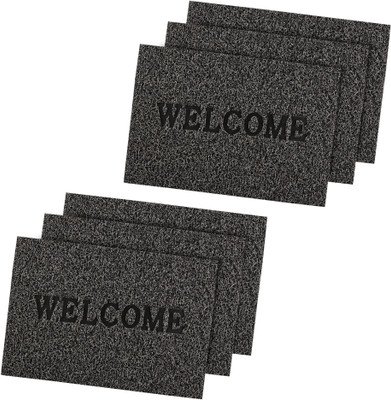 KUBER INDUSTRIES Rubber Door Mat(Grey, Large, Pack of 6)