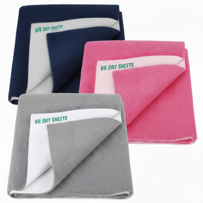 VRStore Cotton Baby Bed Protecting Mat(GREY- PINK- NAVY BLUE, Pack of 3, Small)