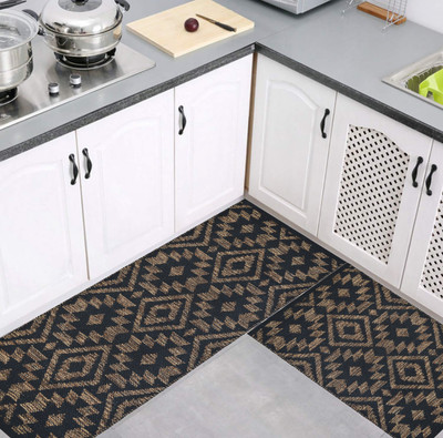 house of handmade Cotton Floor Mat(Brown, Pack of 2, Medium)
