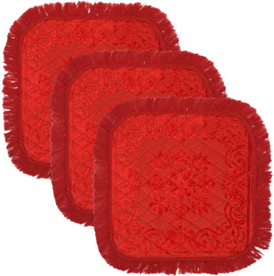 KUBER INDUSTRIES Velvet Prayer Mat(Red, Medium, Pack of 3)
