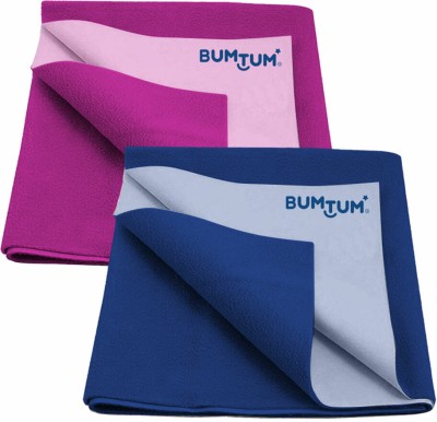 BUMTUM Cotton, Fleece Baby Bed Protecting Mat(Grape + Royal Blue, Medium, Pack of 2)