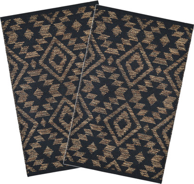 house of handmade Cotton Door Mat(Brown, Pack of 2, Medium)