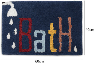 Fabinaliv Polycotton Bathroom Mat(Navy Blue, Medium)