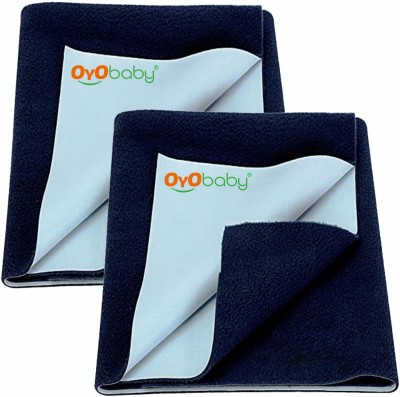 Oyo Baby Cotton Baby Bed Protecting Mat(Dark Blue, Medium, Pack of 2)