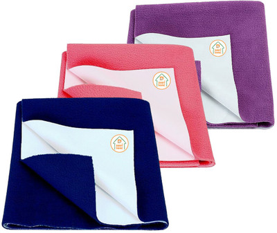 D BABY HOME Cotton Baby Bed Protecting Mat(Royal Blue + Salmon Rose + Plum, Pack of 3, Medium)