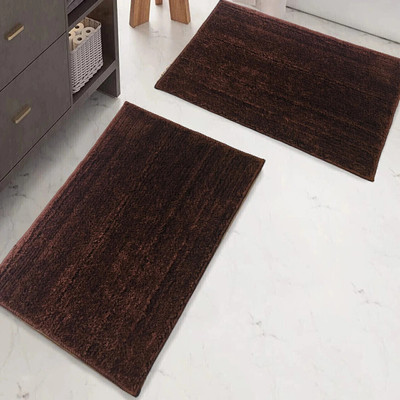 Snug Step Microfiber Door Mat(Brown, Medium, Pack of 2)