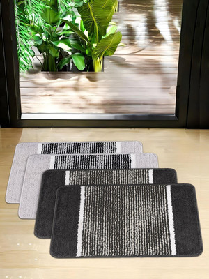 HOMESTIC by Kuber Industries Microfiber Door Mat(Grey, Medium, Pack of 4)
