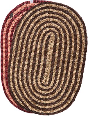 Heart Home Cotton Door Mat(Brown, Maroon, Medium, Pack of 2)