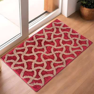 HOMESTIC Velvet Door Mat(Red, Large)