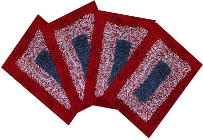 Samrat Handloom Cotton Door Mat(Red, Medium, Pack of 4)