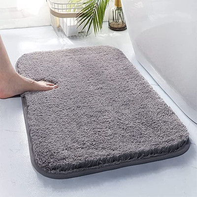 MAA HOME CONCEPT Microfiber Bathroom Mat(Grey, Medium)