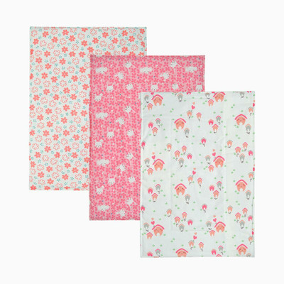 TIDY SLEEP Cotton Baby Bed Protecting Mat(White Pink, Small, Pack of 3)