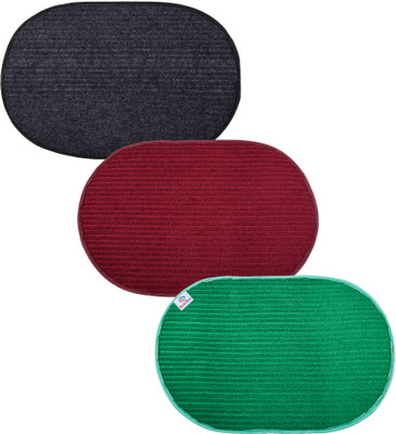 Heart Home Wool Door Mat(Multicolor, Medium, Pack of 3)