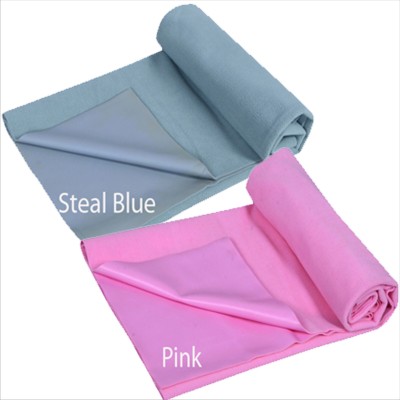 SOMYA Polyester Baby Bed Protecting Mat(PINK-STEAL BLUE, Small, Pack of 2)