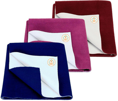 D BABY HOME Cotton Baby Bed Protecting Mat(Royal Blue + Rani Pink + Maroon, Pack of 3, Medium)