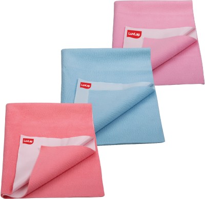 LuvLap Cotton Baby Bed Protecting Mat(Salmon Rose, Baby Pink & Sky Blue, Small, Pack of 3)
