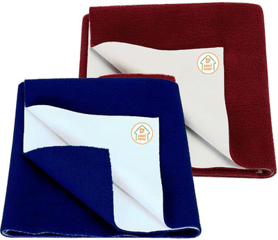 D BABY HOME Cotton Baby Bed Protecting Mat(Royal Blue + Maroon, Pack of 2, Large)