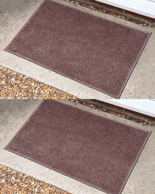 GRHAMOY Polyester Door Mat(Peach, Medium, Pack of 2)