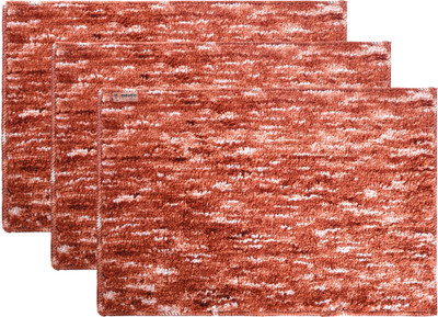 HOMESTIC Microfiber Floor Mat(Orange, Medium, Pack of 3)
