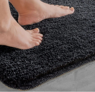 DIVINEHUB Microfiber Floor Mat(Black, Medium)