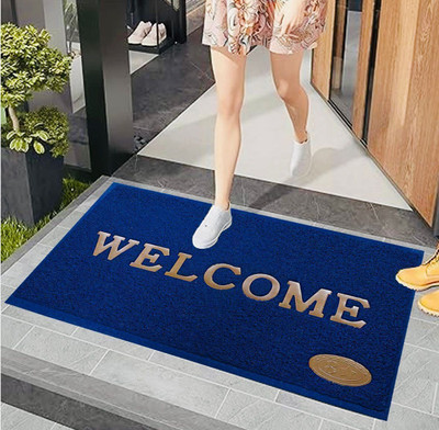 Aksh Creation PP (Polypropylene), Rubber Door Mat(Blue, Medium)