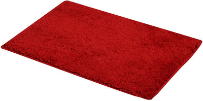 Chhogli Microfiber Bathroom Mat(Red, Medium)