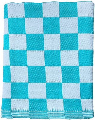 Hometail Plastic Chatai Mat(Blue, White, Large)