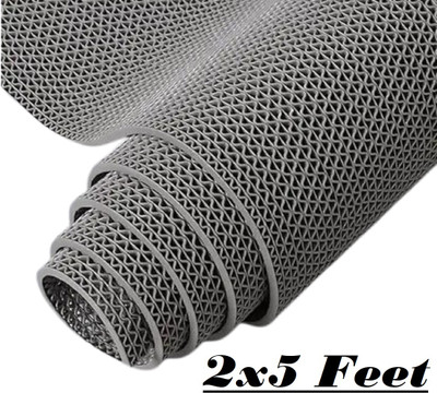 Shieldfab Rubber Bathroom Mat(Grey-2x5feet, Large)