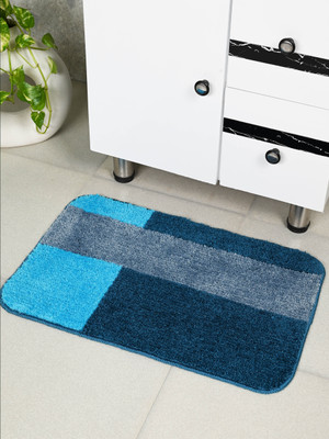 Saral Home Polyester Bathroom Mat(Blue, Medium)